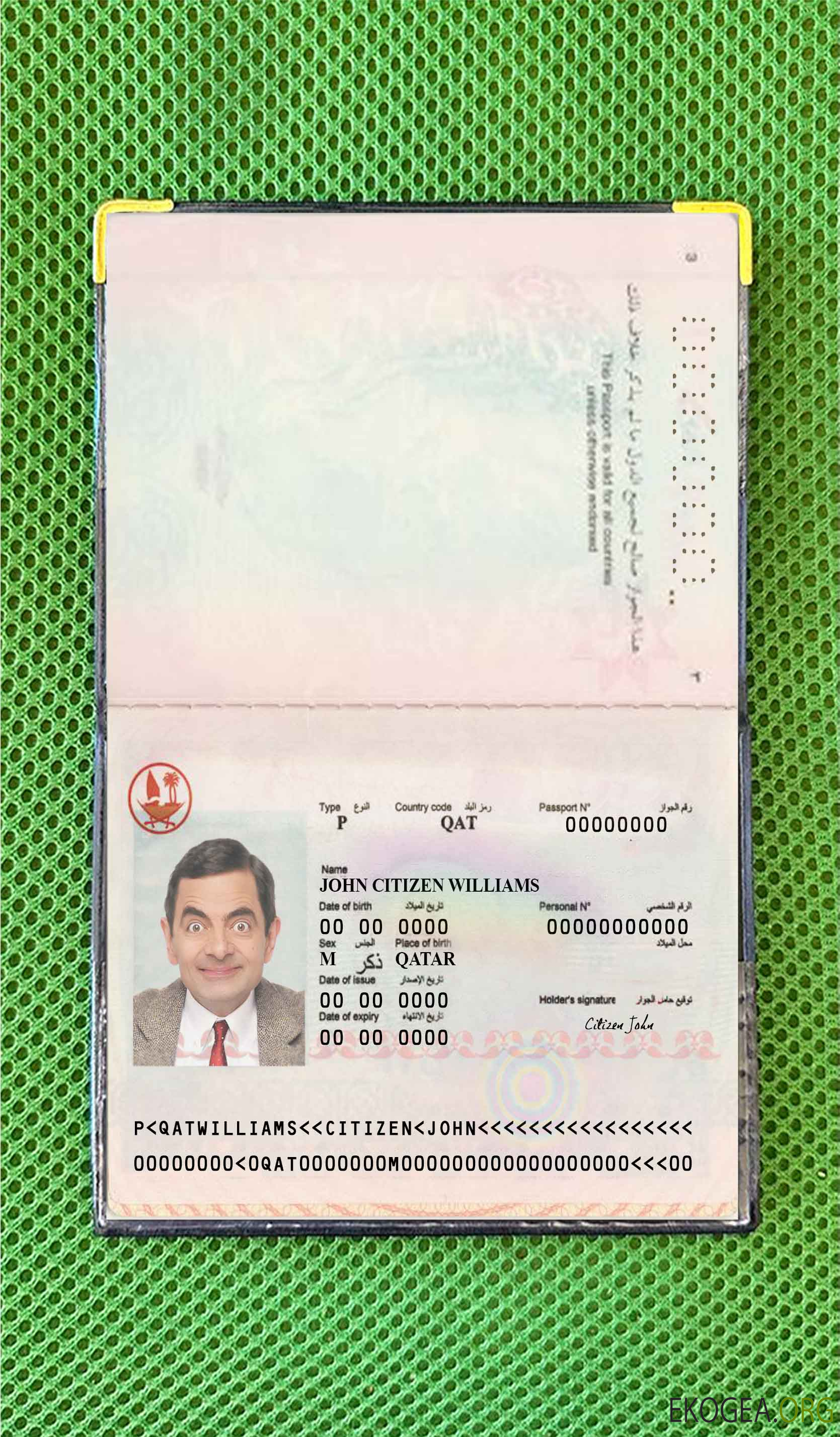 Look photo du passeport du Qatar
